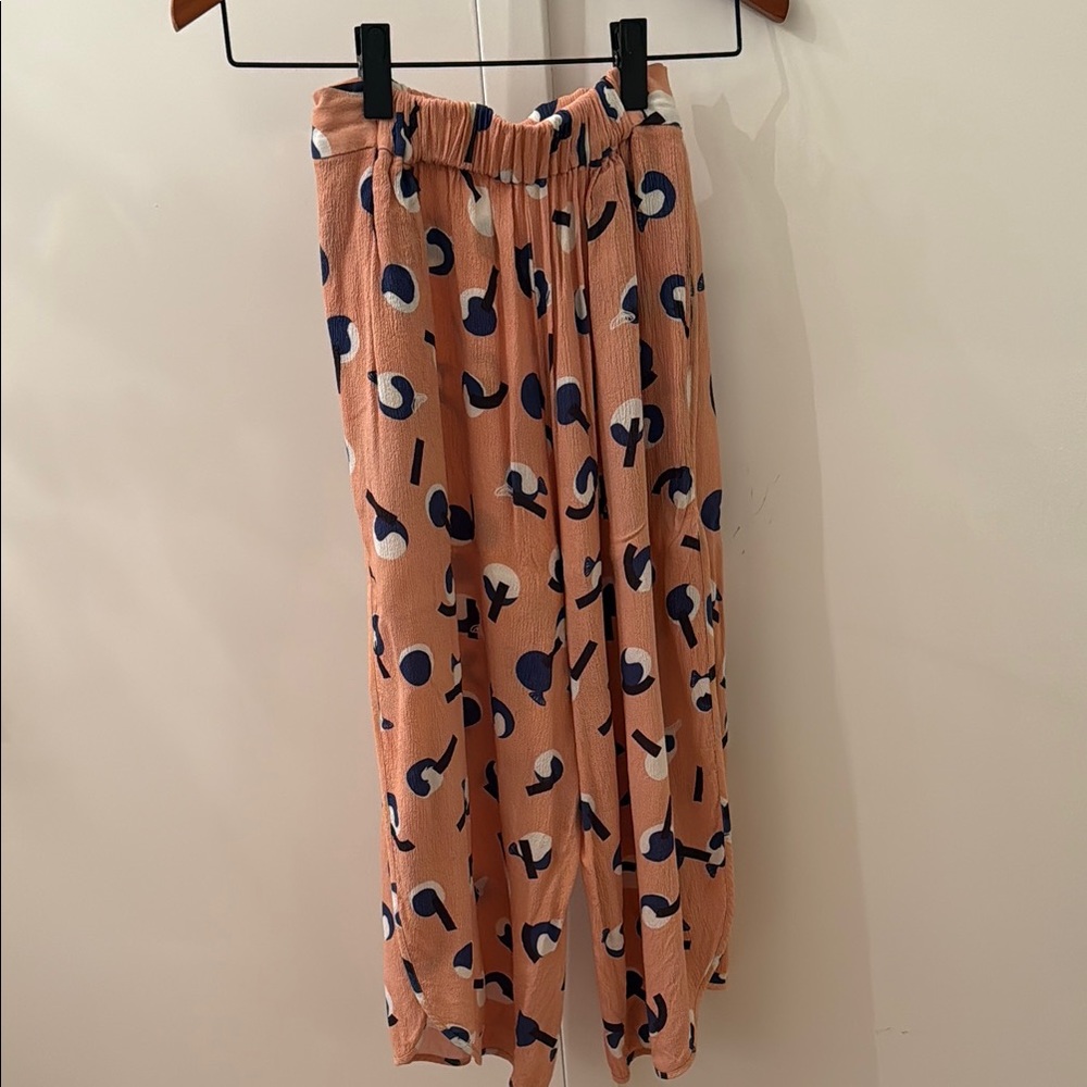 Henrik Vibskov Peach Patterned Wide-Leg Pants size XS